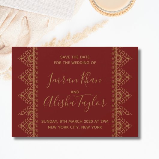 メフェンディインディアンウェディング日付を保存するハムザヘナ セーブザデート