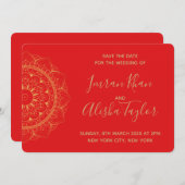 メフェンディインディアンウェディング日付を保存するハムザヘナ セーブザデート (正面/裏面)