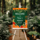 メヘンディの歓迎看板、インドの結婚式の看板、メンディ ポスター