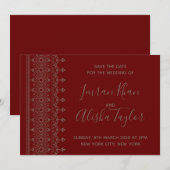 メヘンディ インドの結婚式 保存日付 ハムサ ヘンナ セーブザデート (正面/裏面)