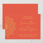 メヘンディ インドの結婚式 保存日付 ハムサ ヘンナ セーブザデート (正面/裏面)