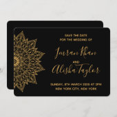 メヘンディ インドの結婚式 保存日付 ハムサ ヘンナ セーブザデート (正面/裏面)