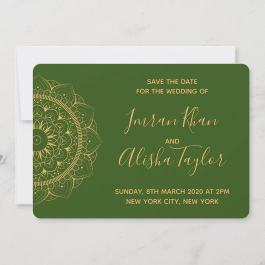 メヘンディ インドの結婚式 保存日付 ハムサ ヘンナ セーブザデート (正面)