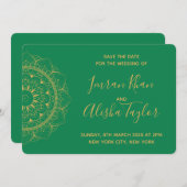 メヘンディ インドの結婚式 Save the date ハムサ ヘンナ セーブザデート (正面/裏面)