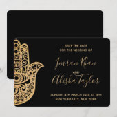 メヘンディ インドの結婚式 Save the date ハムサ ヘンナ セーブザデート (正面/裏面)