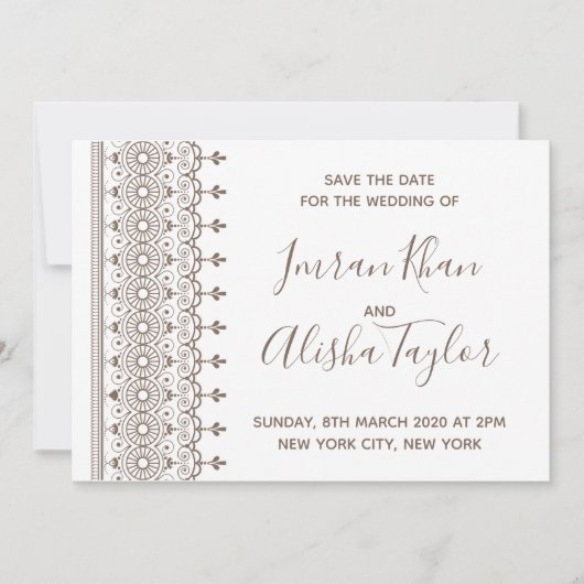 メヘンディ インドの結婚式 Save the date ハムサ ヘンナ セーブザデート (正面)