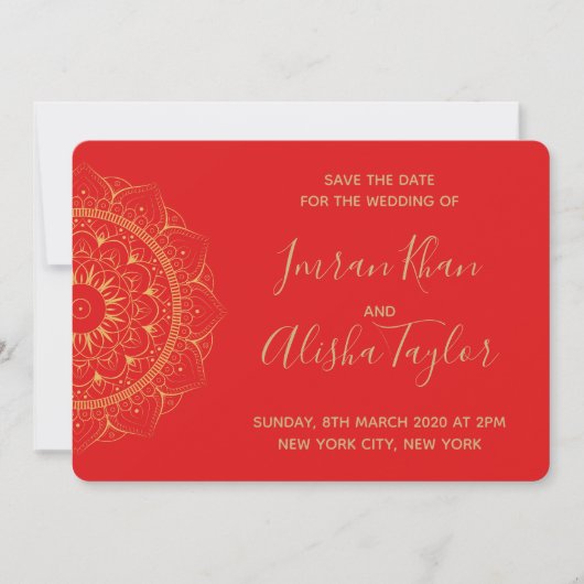 メヘンディ インドの結婚式 Save the date ハムサ ヘンナ セーブザデート (正面)