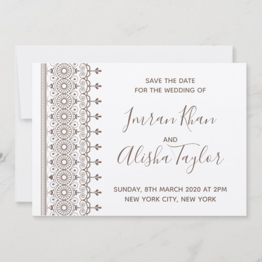 メヘンディ インドの結婚式 Save the date ハムサ ヘンナ セーブザデート (正面)