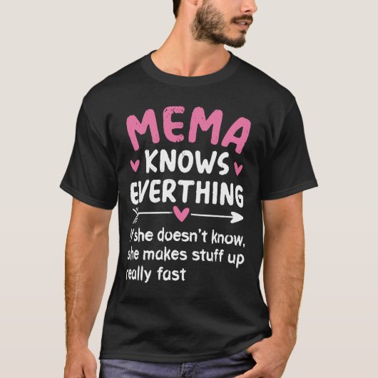 メマが全てを知るヴィンテージ母の日おばあちゃん Tシャツ (正面)