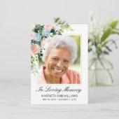 メムアルエレガントブルーのピンクのローズフローラ写真 サンキューカード (スタンド正面)