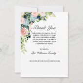 メムアルエレガントブルーのピンクのローズフローラ写真 サンキューカード (裏面)