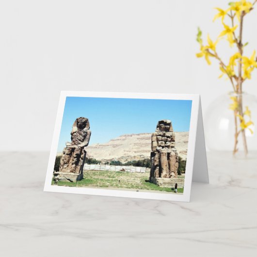 メムノン,ルクソール,エジプトの大群 カード (黄色い花)