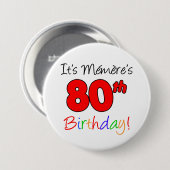 メメレ80thバースデーパーティーおばあちゃんフランスのボタン 缶バッジ (正面&裏面)