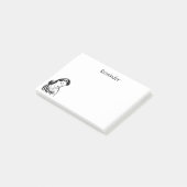 メモをするレトロの女性は言葉遣いをカスタム設計します ポストイット (アングル)