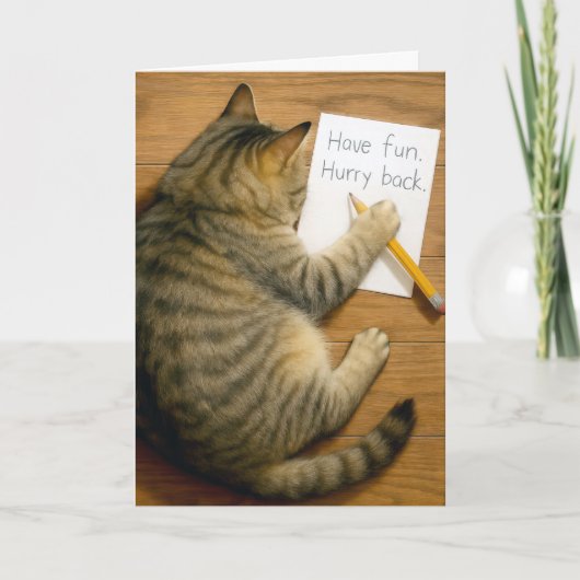 メモを書くトラ猫 あなたを想って カード (正面)