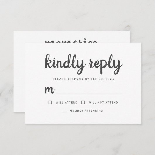 メモシンプルリア書ルの思い出 出欠カード (正面/裏面)