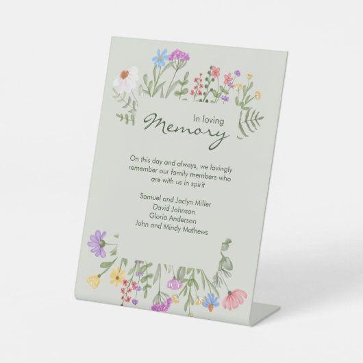 メモダン素朴モリアムセージの野結婚花 台座サイン (正面)