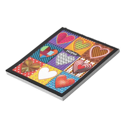 メモパーソナライズされた帳パッチワークハートデザイン ノートパッド (回転)