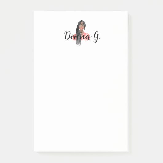 メモパーソナライズされた帳ブラックガールブレイド&グラス ポストイット (正面)