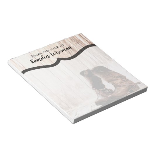 メモパーソナライズされた帳ブーツカントリー素朴ウェスタン ノートパッド (アングル)