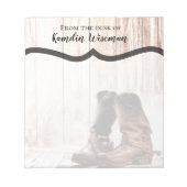 メモパーソナライズされた帳ブーツカントリー素朴ウェスタン ノートパッド (正面)