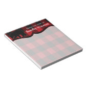 メモパーソナライズされた帳レッドバッファロープレイドベアーブラック ノートパッド (アングル)