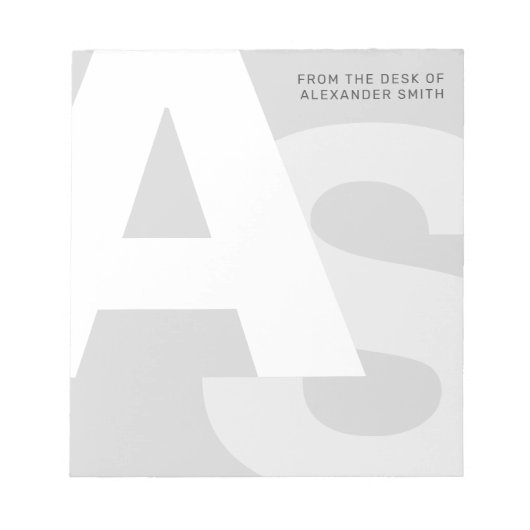 メモモダン帳のデスクからのイニシャル ノートパッド (正面)