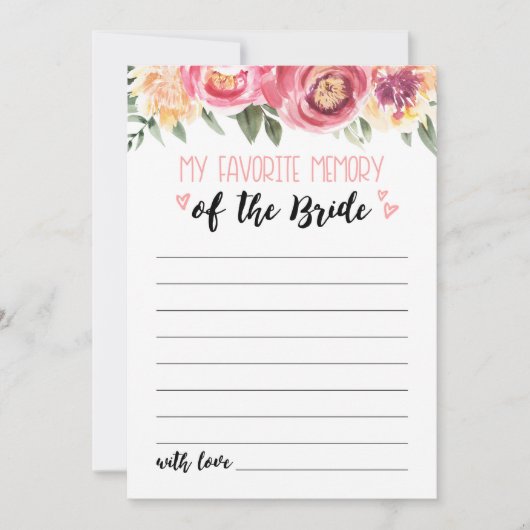 メモリお気に入りのブライダルシャワーまたはHenパーティーカード 招待状 (正面)