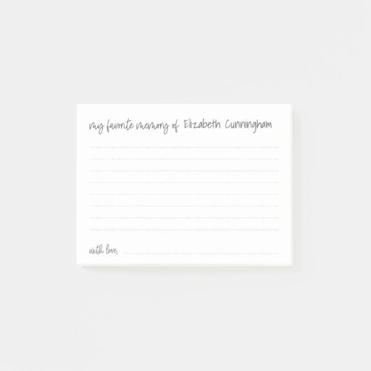 メモリお気に入りのーの葬儀モダン出席カード ポストイット (正面)