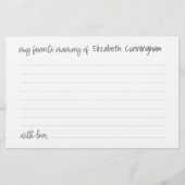 メモリお気に入りのーの葬儀モダン出席カード 便箋 (正面)