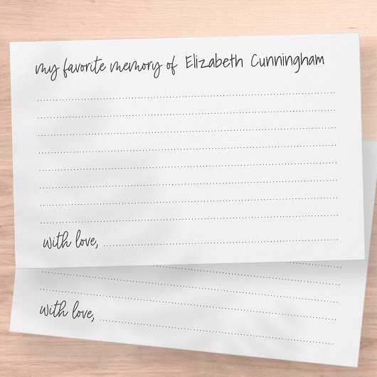 メモリお気に入りのーの葬儀モダン出席カード 便箋