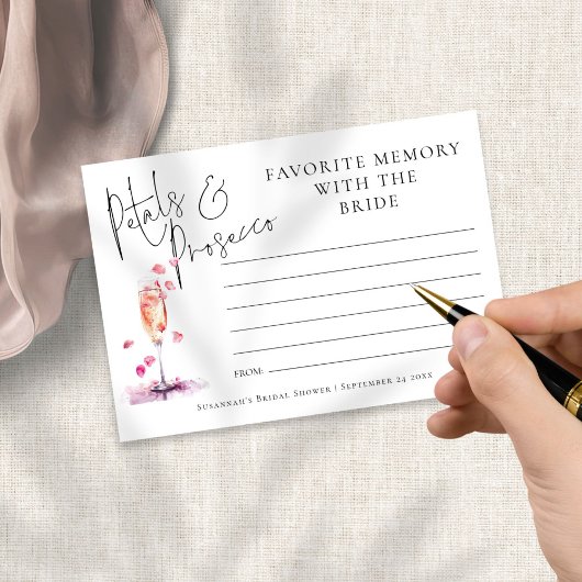 メモリお気に入りの花びらプロセッコブライダルシャワー カード