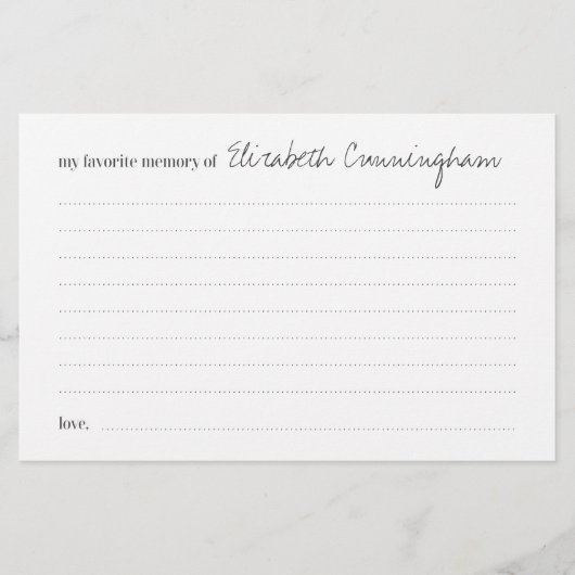 メモリお気に入りの葬儀モダン出席カード 便箋 (正面)