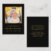 メモリアムウェイクカードに黒い追悼式 名刺 (正面/裏面)