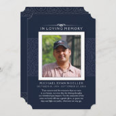 メモリアルありがとう深いブルー写真おそらく詩 サンキューカード (正面/裏面)