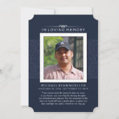 メモリアルありがとう深いブルー写真おそらく詩 招待状 (正面)