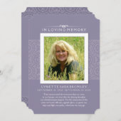メモリアルありがとう薄紫紫の写真 案内状 (正面/裏面)