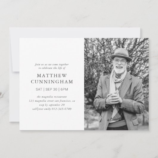 メモリアルお祝いのライフモダンシンプル 招待状 (正面)