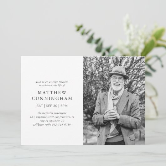 メモリアルお祝いのライフモダンシンプル 招待状 (スタンド正面)