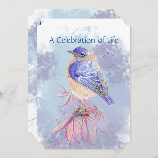 メモリアルお祝いの命ブルーバード 招待状 (正面/裏面)