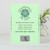 メモリアルお祝いの生活 – ケルト結び目模様デザイン 招待状 (スタンド正面)