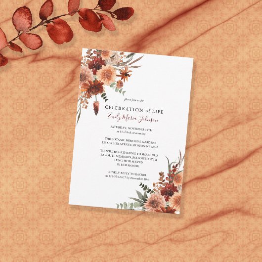 メモリアルお祝いオブライフテラコッタ招待状 招待状