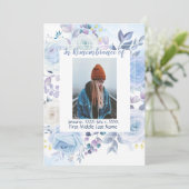 メモリアルお祝いオブライフハミングバードブルーバラ 招待状 (スタンド正面)