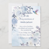 メモリアルお祝いオブライフハミングバードブルーバラ 招待状 (裏面)