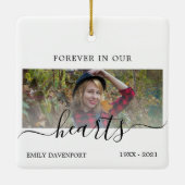 メモリアルのハートシンプルのエレガント写真 セラミックオーナメント (裏面)