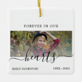 メモリアルのハートシンプルのエレガント写真 セラミックオーナメント (正面)