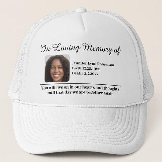 メモリアルの写真の追加 キャップ (正面)