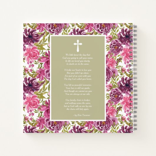 メモリアルまたは葬儀フォトゲストブック ノートブック (裏面)