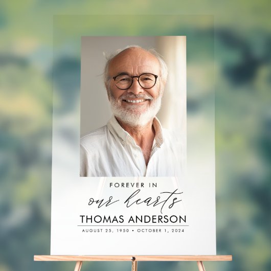 メモリアルまたは葬儀写真トリビュート白い色あせ アクリルサイン (ニュートラル)