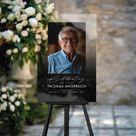 メモリアルまたは葬儀写真トリビュート黒い色あせ アクリルサイン